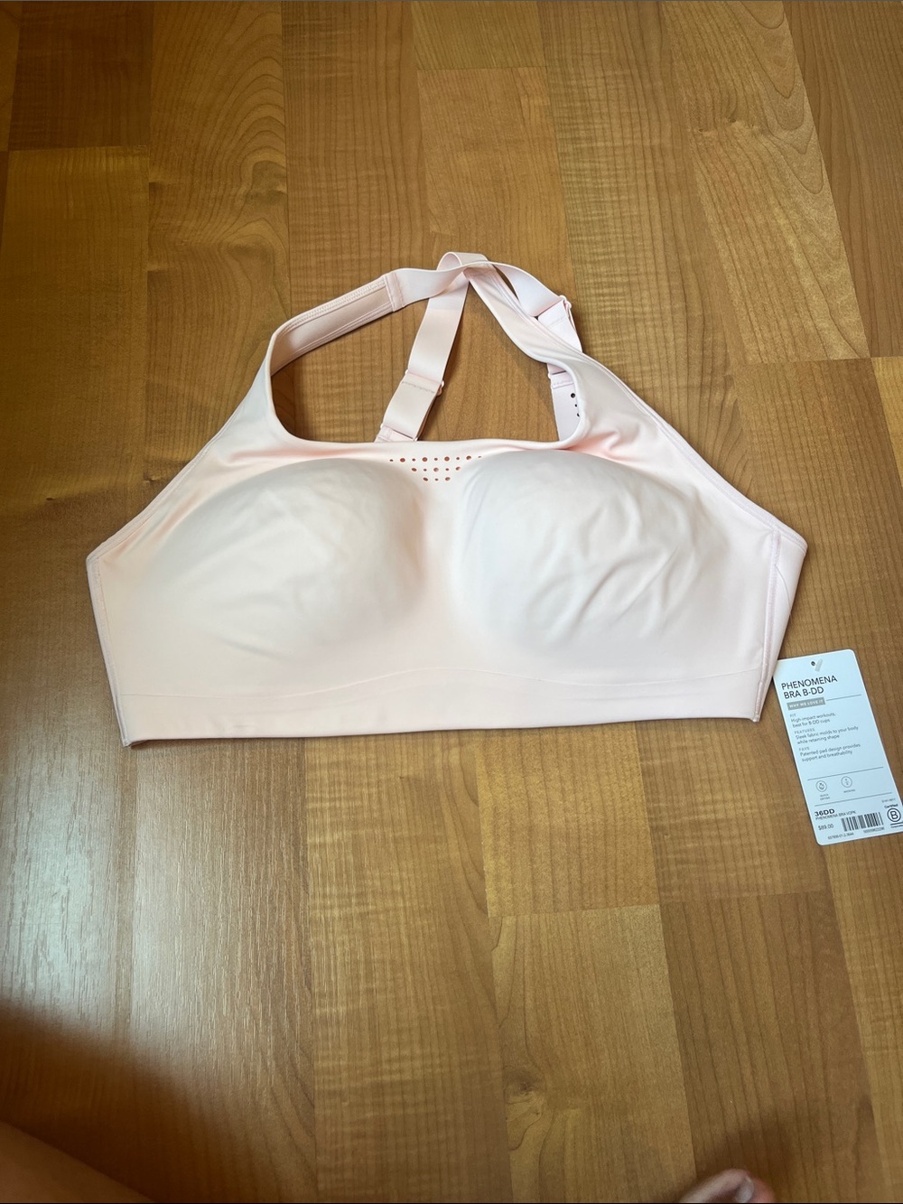 Athleta Phenomena Bra B-DD Light Pink Padded Racerback Sports Bra